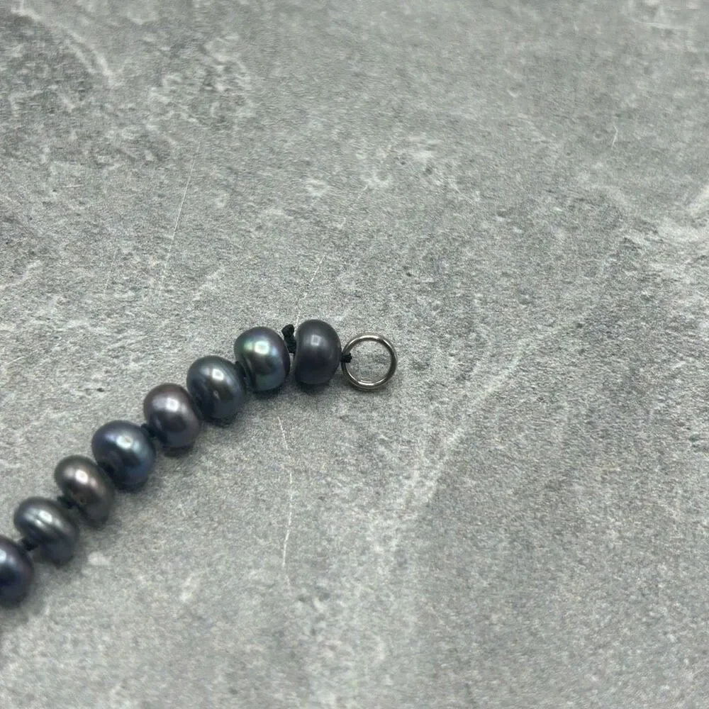 NWOT Natural Real Fresh Water Womens Blue Purple Pearl Bead Necklace 19 in